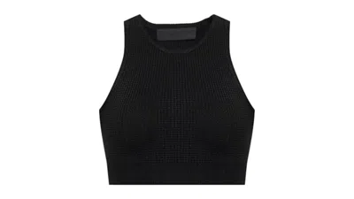 Pre-owned Fear Of God Essentials Women's Waffle Sport Tank Top In Black