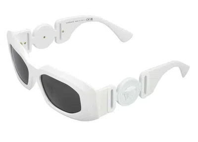 Pre-owned Versace Women's  Maxi Medusa Biggie Sunglasses In White/dark Grey (ve4425u/543887)
