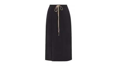 Pre-owned Fear Of God Essentials Women's Military Nylon Wrap Skirt In Black
