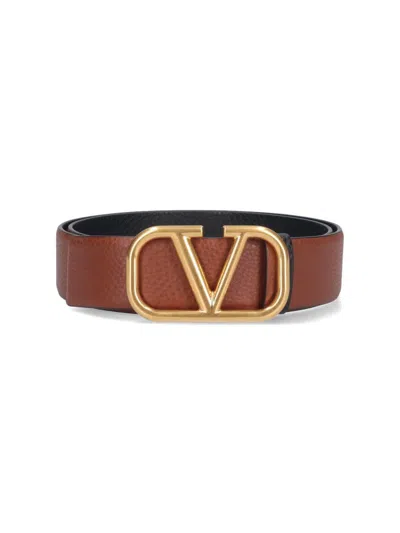 Valentino Vlogo Signature Reversible Belt In Brown