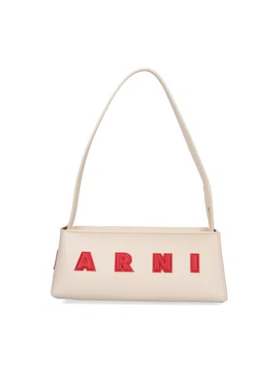 Marni Borsa A Spalla Museo Baguette In Pelle Crema