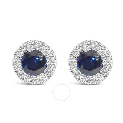 Haus Of Brilliance 14k White Gold 3.0 Ct Lab-grown Blue Diamond Halo Stud Earrings (blue & F-g Color