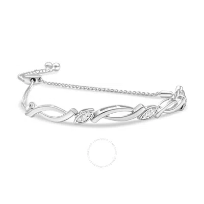Haus Of Brilliance .925 Sterling Silver Diamond Accent Alternating Swirl Link Bolo Bracelet (i-j Col