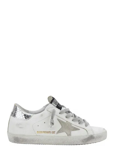 Golden Goose 'superstar' White Low Top Sneakers With Star Patch On The Side And Laminated Heel