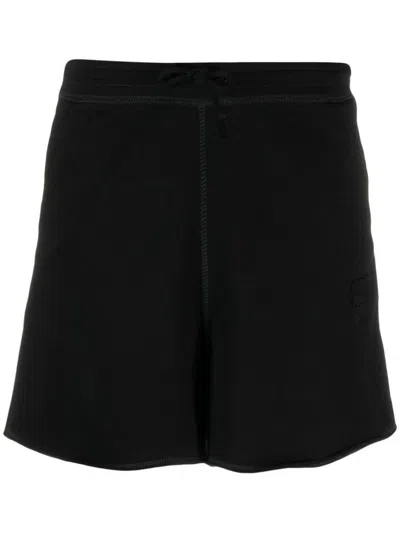 Ganni Logo Organic Cotton Shorts In Black
