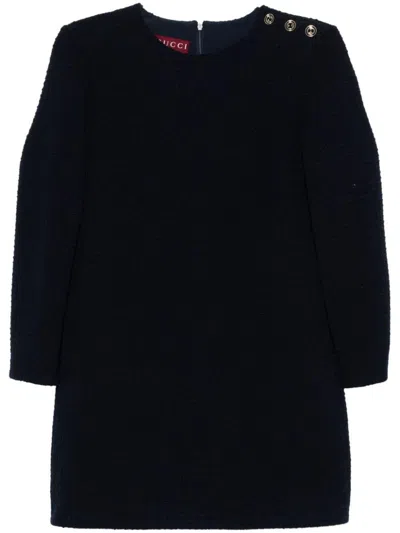 Gucci Bouclé Wool Short Dress In Black
