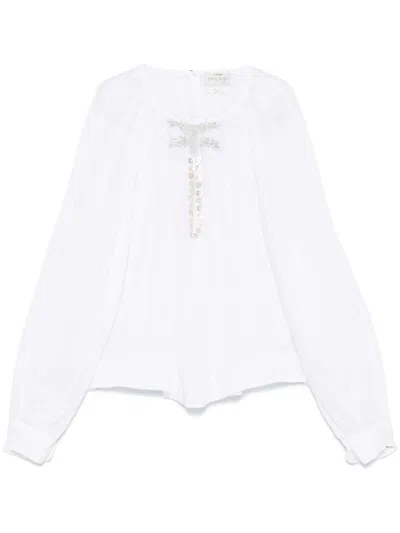 Forte Forte Embellished Neckline Blouse Ruched Detailing