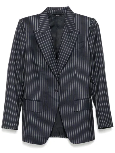 Tom Ford Wool Single-breasted Blazer Jacket In Gray