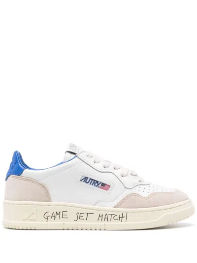 Autry Medalist Low Leather And Suede Sneakers With Lettering In White