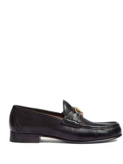 Valentino Garavani Vlogo Signature Leather Loafers In Black