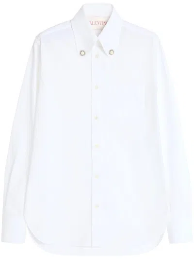 Valentino Tailored White Cotton Shirt With Decorative Buttons In White