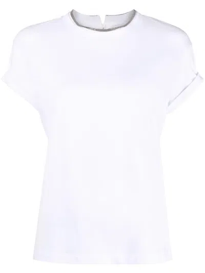 Brunello Cucinelli Stretch Cotton Jersey T-shirt With Precious Faux-layering