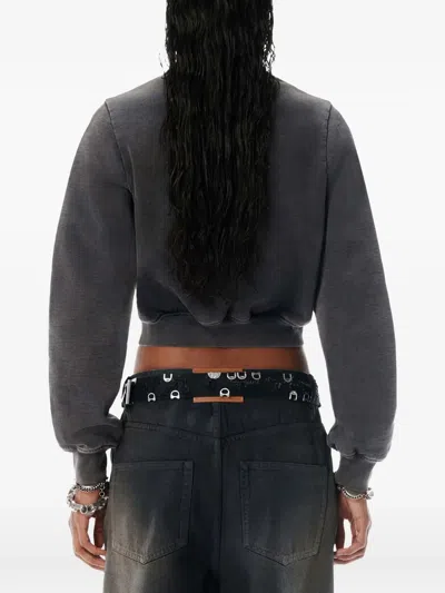 Alexander Wang Shrunken Snap Cardigan Crewneck Clothing In Black