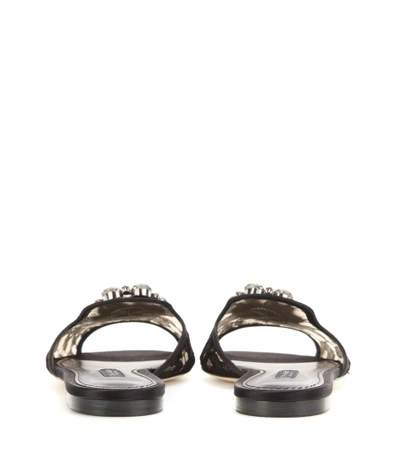 Shop Dolce & Gabbana Bianca Embellished Slip-on Sandals In Black