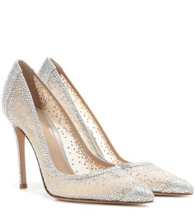 Gianvito Rossi Rania 105 Crystal-embellished Pumps In Silver