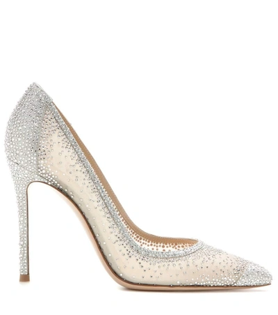 Shop Gianvito Rossi Rania Crystal-embellished Pumps In Silver