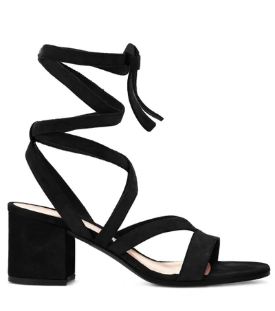 Shop Gianvito Rossi Janis Low Suede Sandals In Black