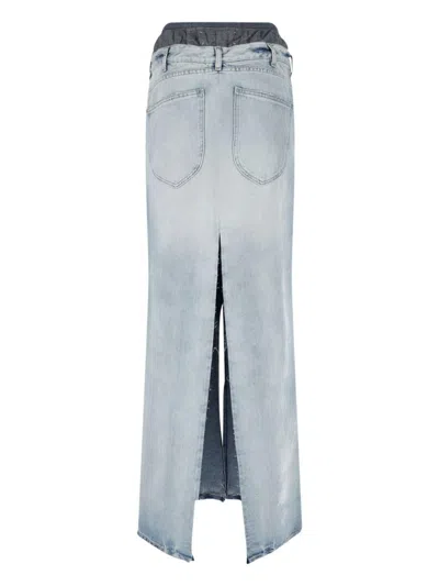 Maison Margiela Light Blue Long Skirt With Front Slit And Five Pocket Design In Denim Woman