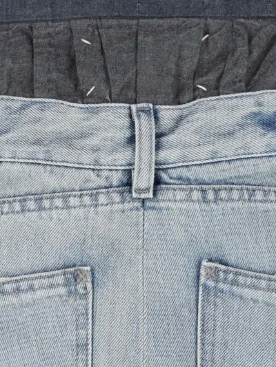 Maison Margiela Light Blue Long Skirt With Front Slit And Five Pocket Design In Denim Woman
