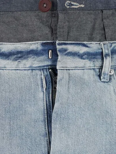 Maison Margiela Light Blue Long Skirt With Front Slit And Five Pocket Design In Denim Woman