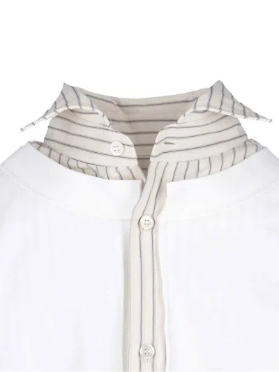 Maison Margiela White Reversed Shirt T-shirt In Red