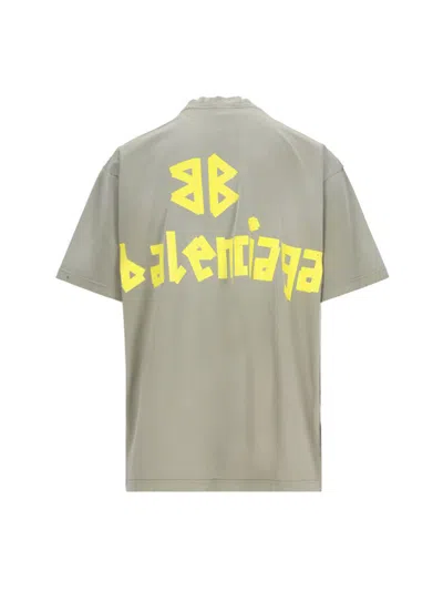 Balenciaga Crew Neck Distressed Neckline Graphic Print