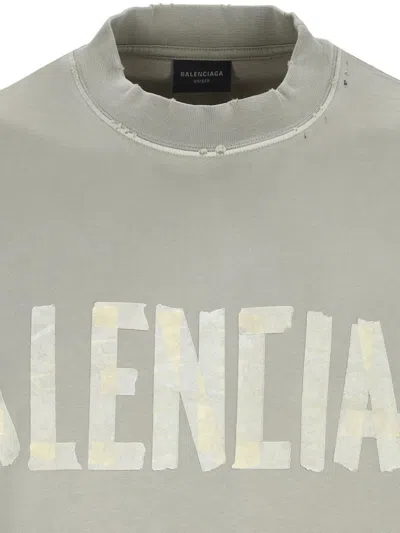 Balenciaga Crew Neck Distressed Neckline Graphic Print