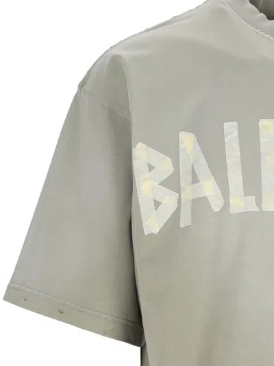 Balenciaga Crew Neck Distressed Neckline Graphic Print