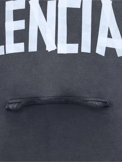 Balenciaga Black Hoodie With Logo Lettering On The Front And Logo Print On The Back In Cotton Man In Brown