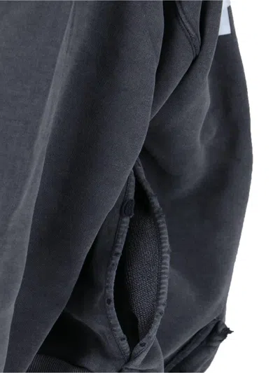 Balenciaga Black Hoodie With Logo Lettering On The Front And Logo Print On The Back In Cotton Man In Brown