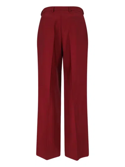 Gucci Women Wool Oversize Low-rise Trouser With Slit On The Front In Burgundy