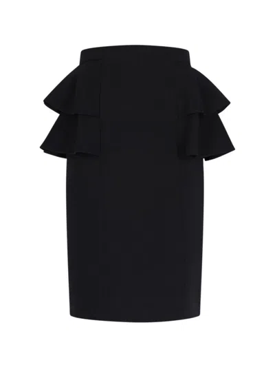 Valentino Couture Crepe High-waisted Skirt With Ruffle Detail
