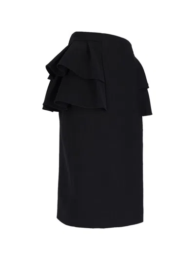 Valentino Couture Crepe High-waisted Skirt With Ruffle Detail