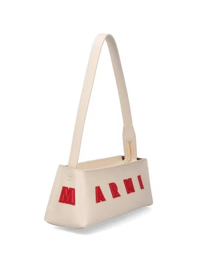 Marni Borsa A Spalla Museo Baguette In Pelle Crema