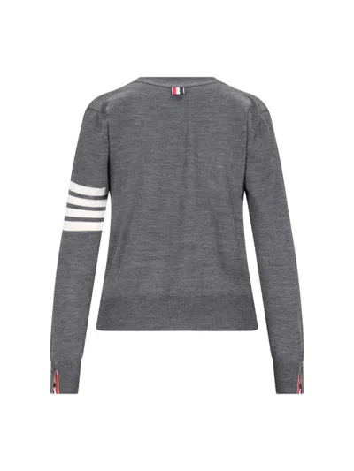 Thom Browne Four Bar Stripe Merino Wool V-neck Cardigan