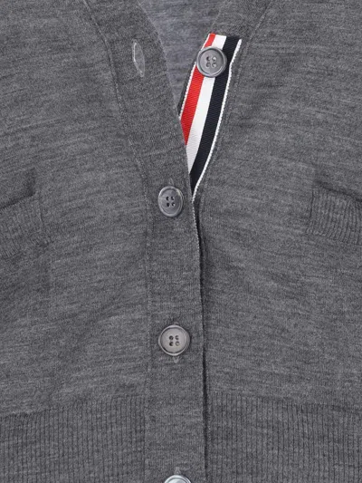 Thom Browne Four Bar Stripe Merino Wool V-neck Cardigan