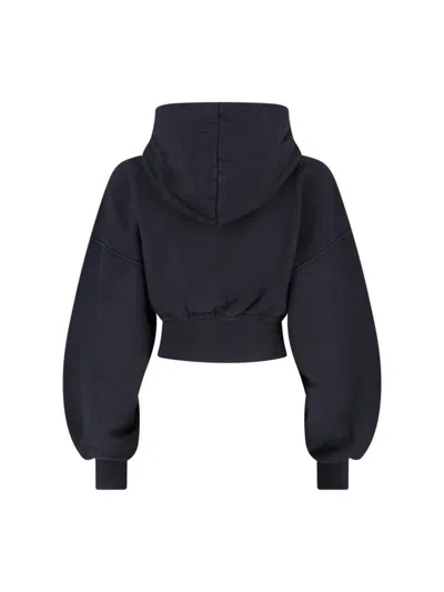 Alexander Wang Womens Faded Black Brand-patch Cropped Cotton-jersey Hoody