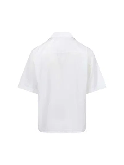 Marni White Poplin Bowling Hidden Logo Shirt In White