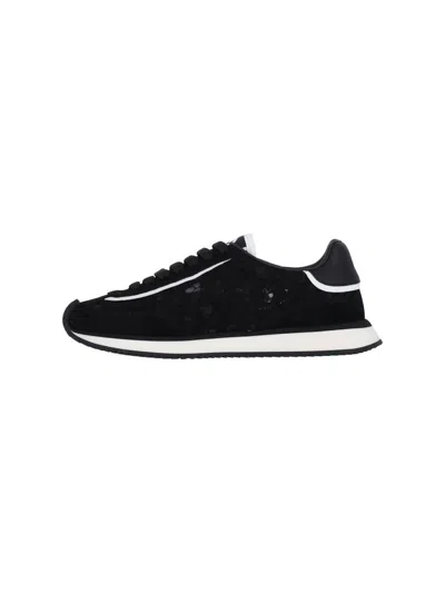 Dolce & Gabbana Dg Cushion Lace-detailed Suede Sneakers Shoes In Black