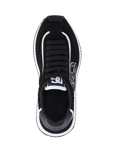 Dolce & Gabbana Dg Cushion Lace-detailed Suede Sneakers Shoes In Black