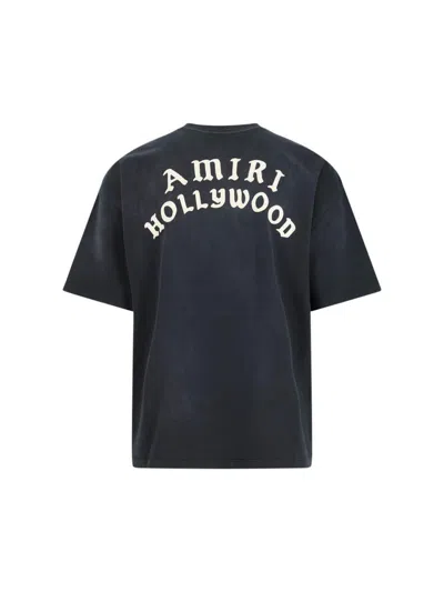 Amiri Hollywood Graphic Oversized T-shirt With Ribbed Crew Neck In Black