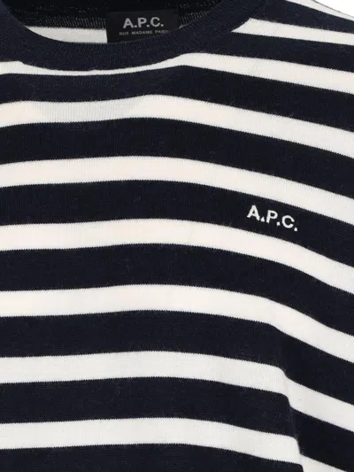 Apc A.p.c. Classic Striped Knit Sweater With Round Neckline