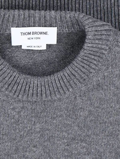 Thom Browne Crew Neck Sweater With Playful Goose Graphic In Gray