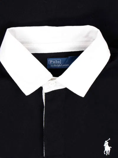 Polo Ralph Lauren Short Sleeves With Contrasting Collar And Striped Pattern In Black