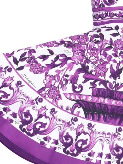 Dolce & Gabbana Violet Dress With Thin Straps And All-over Floral Motif In Cotton Blend Woman In Purple