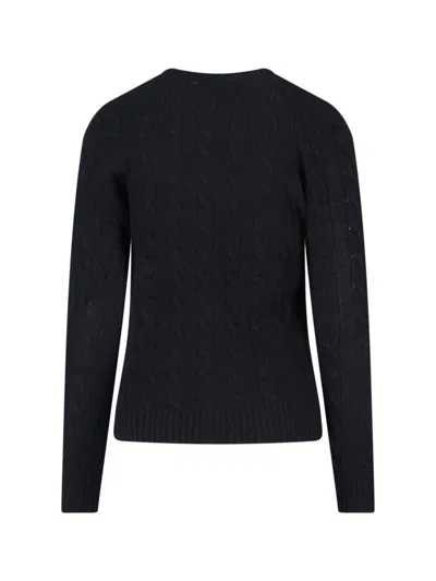 Polo Ralph Lauren Classic Cable Knit Sweater With Round Neckline In Blue