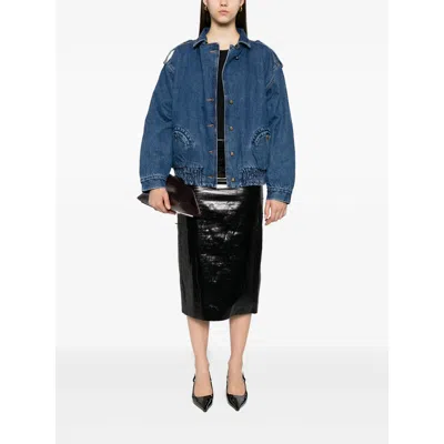 Blazé Milano Elasticated Pocket Denim Jacket In Brown