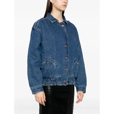 Blazé Milano Elasticated Pocket Denim Jacket In Brown