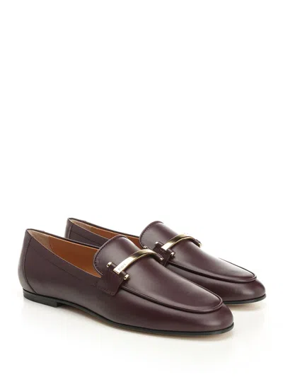 Tod's Mocassino In Pelle Con Barra Metallica In Brown
