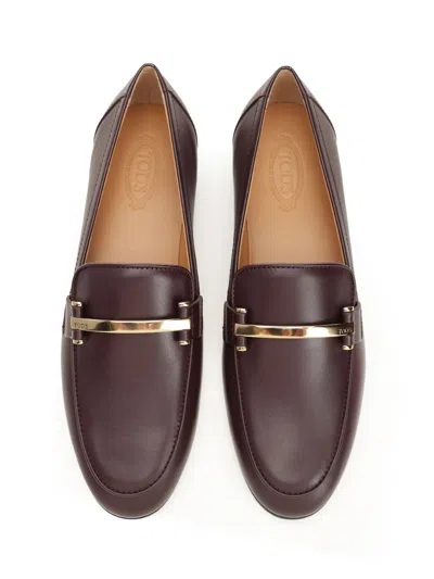 Tod's Mocassino In Pelle Con Barra Metallica In Brown